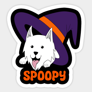 Spoopy Wolf in Witch’s Hat - White Sticker